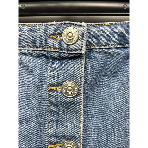 BDG Urban Outfitters Denim Skort Skirt Button Fly Raw Hem Patch Pockets Zip 31 - Picture 6 of 10